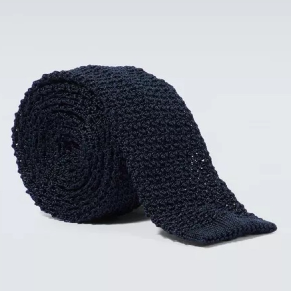 Polo Ralph Lauren Knit Silk tie navy blue - Picture 7 of 13